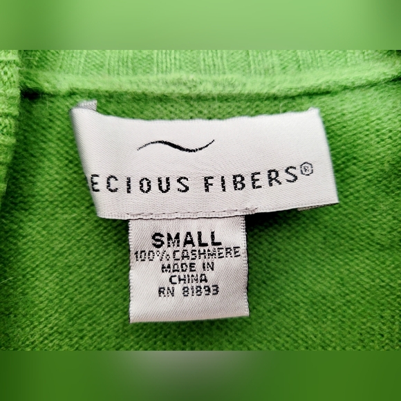 Presious Fibers Women 100%Cashmere Long Cardigan Pearl Buttons Green Small - Picture 5 of 11